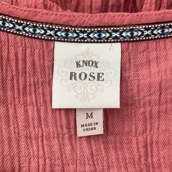 Knox Rose Women SZ M Ruffle Short Sleeve Tiered Mini Dress Rust Pink Rayon Blend - Picture 3 of 12